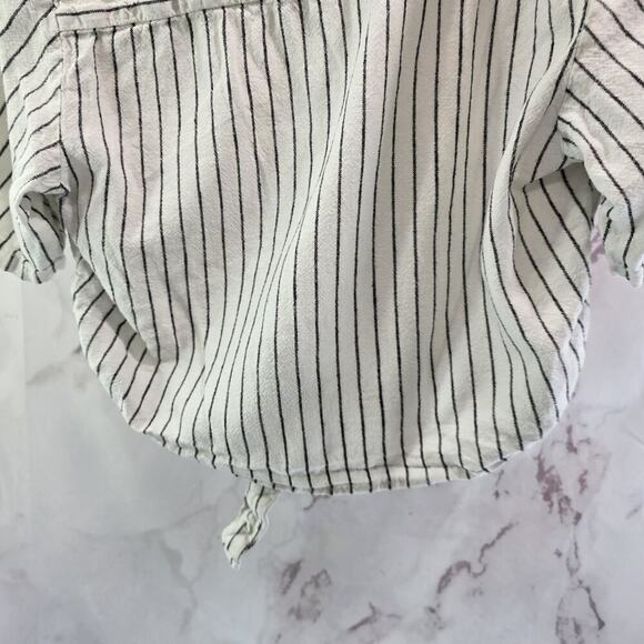 Anthropologie Shirt Womens Small White Black Boxy Button Crop Knot Tie Sanctuary - Picture 7 of 11